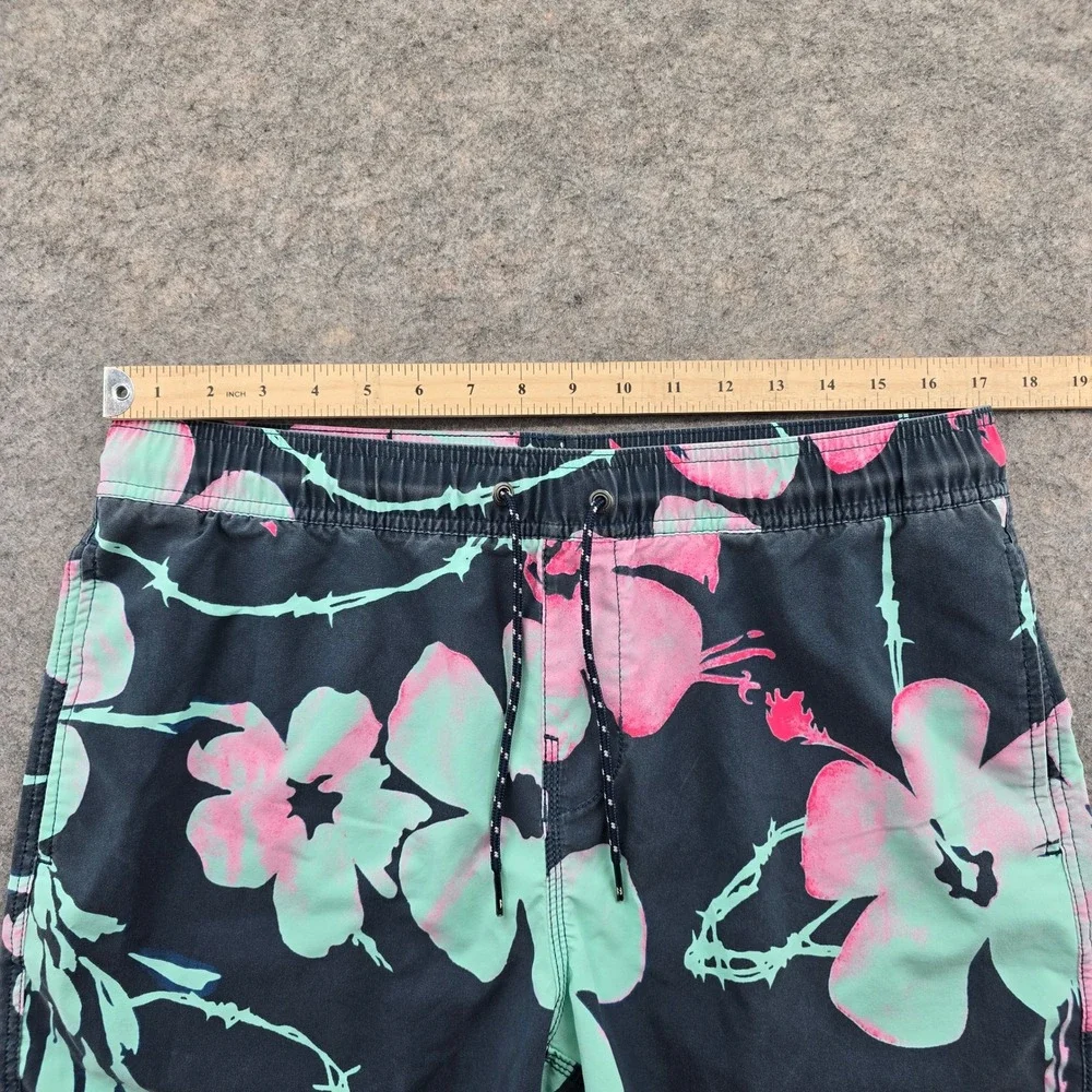 Billabong Mens Large Hybrid Board Shorts Floral Barbed Wire Gray Pink Mint Green